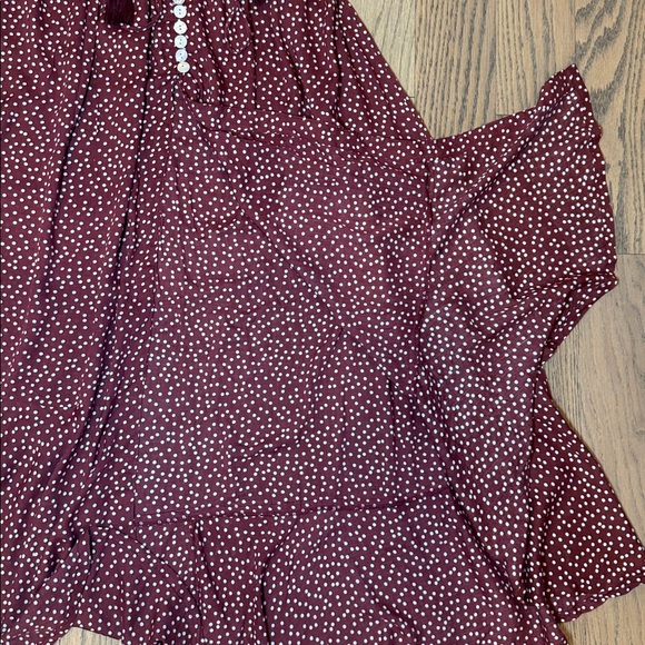 Tiare Hawaii Women’s Maroon Polka Dot Button Down Dakota Maxi Skirt One Size - Picture 8 of 13